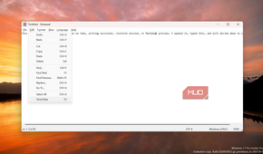Legacy Notepad application with edit menu open