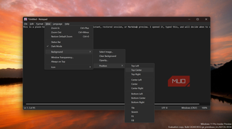 Legacy Notepad application with open view menu