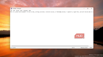 Legacy Notepad editor with text open.