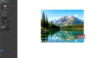 GIMP showing the finished mountain lake photo after the Levels adjustments have been applied