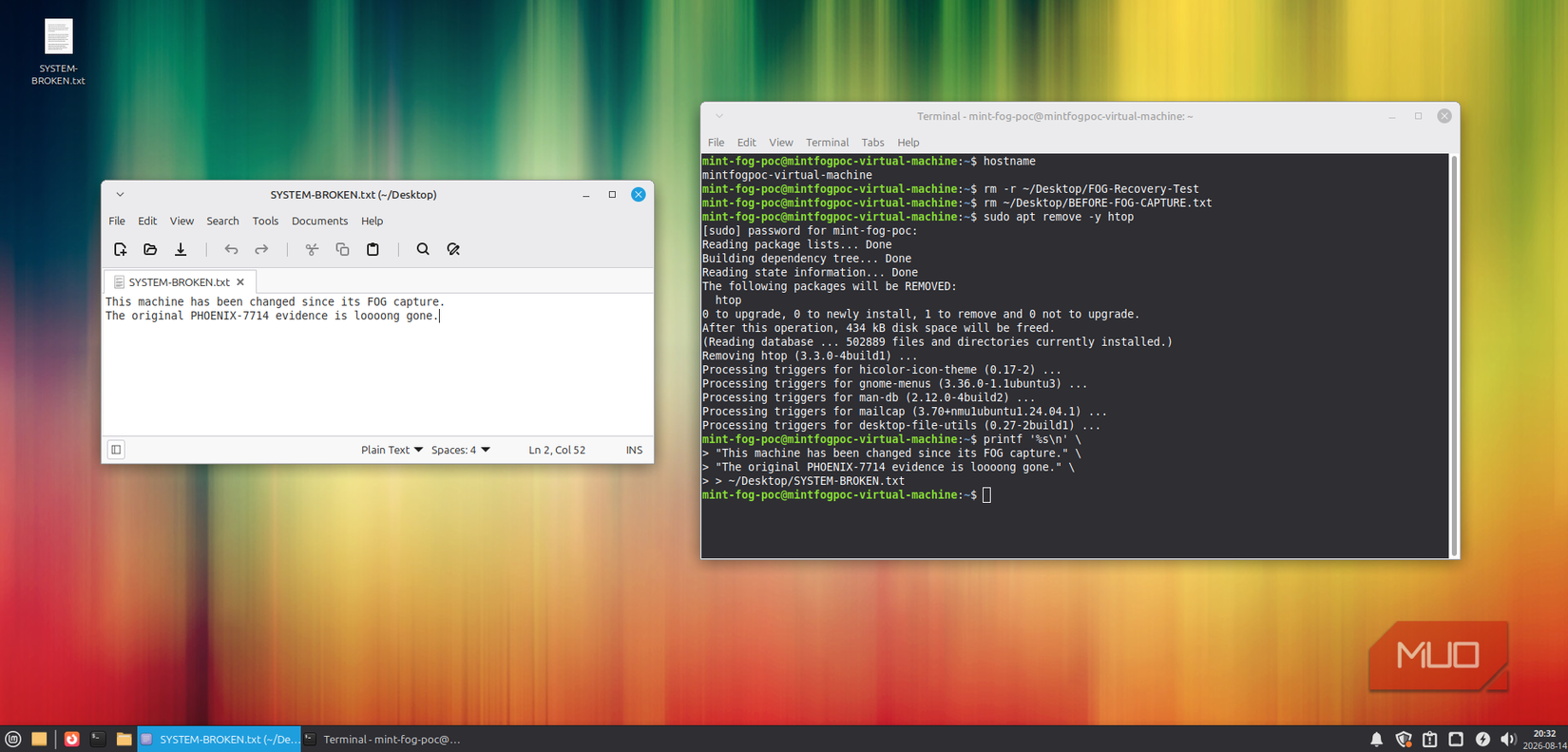 Recovery client destruction of VM to unbootable state before deploying backup image
