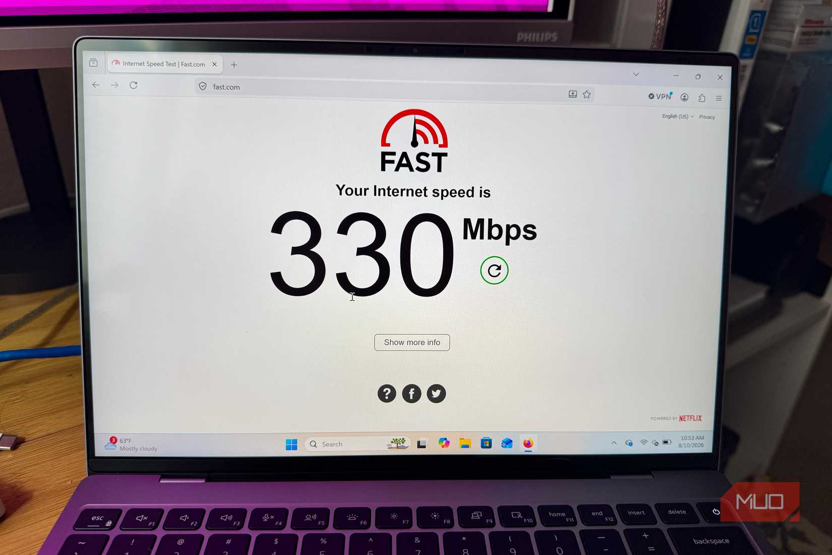 330 Mbps baseline on Fast.com