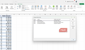 Manage relationships dialog box in Power Pivot for Excel.