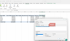 Measure dialog box for measuring gross margin in Excel.