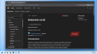 Microsoft Learn Disk2vhd v2 02 documentation page