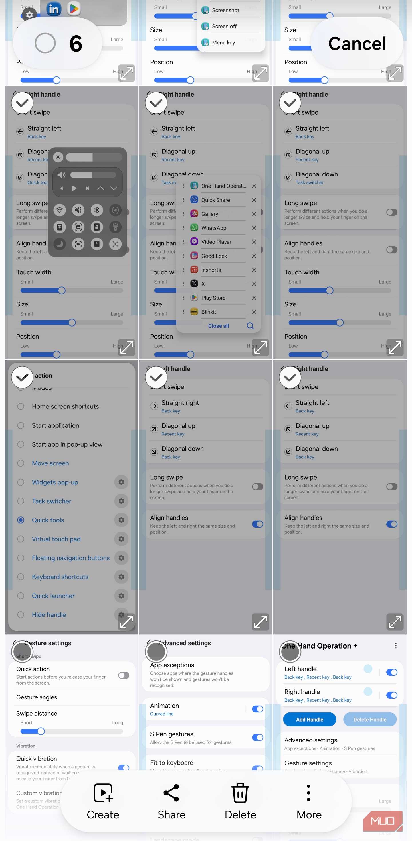Multiple screenshots selected in Samsung Gallery