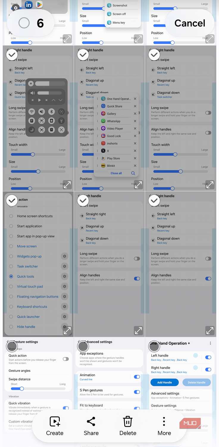 Multiple screenshots selected in Samsung Gallery