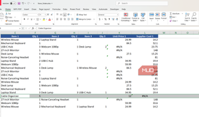 NA error in Excel for an item.