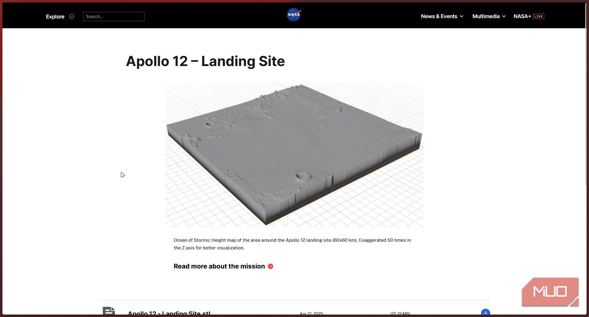 Nasa Apollo 12 landing site 3d model.-1