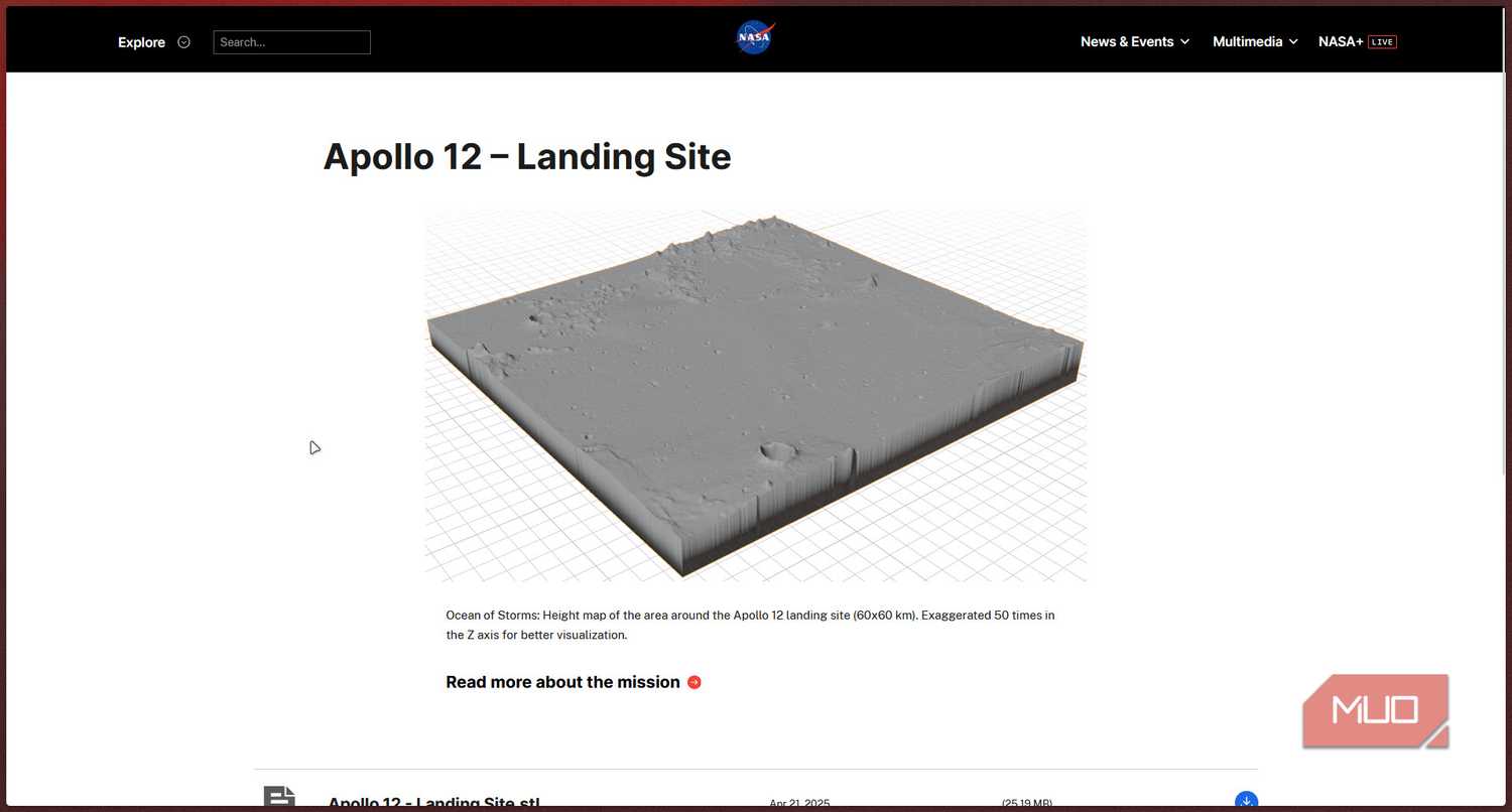 Nasa Apollo 12 landing site 3d model.-1