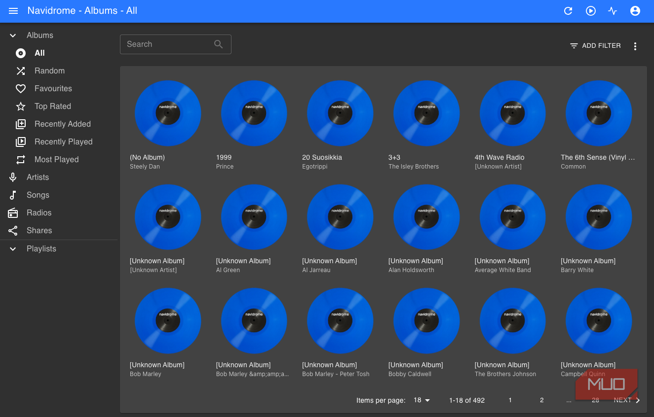 All albums displayed on Navidrome.