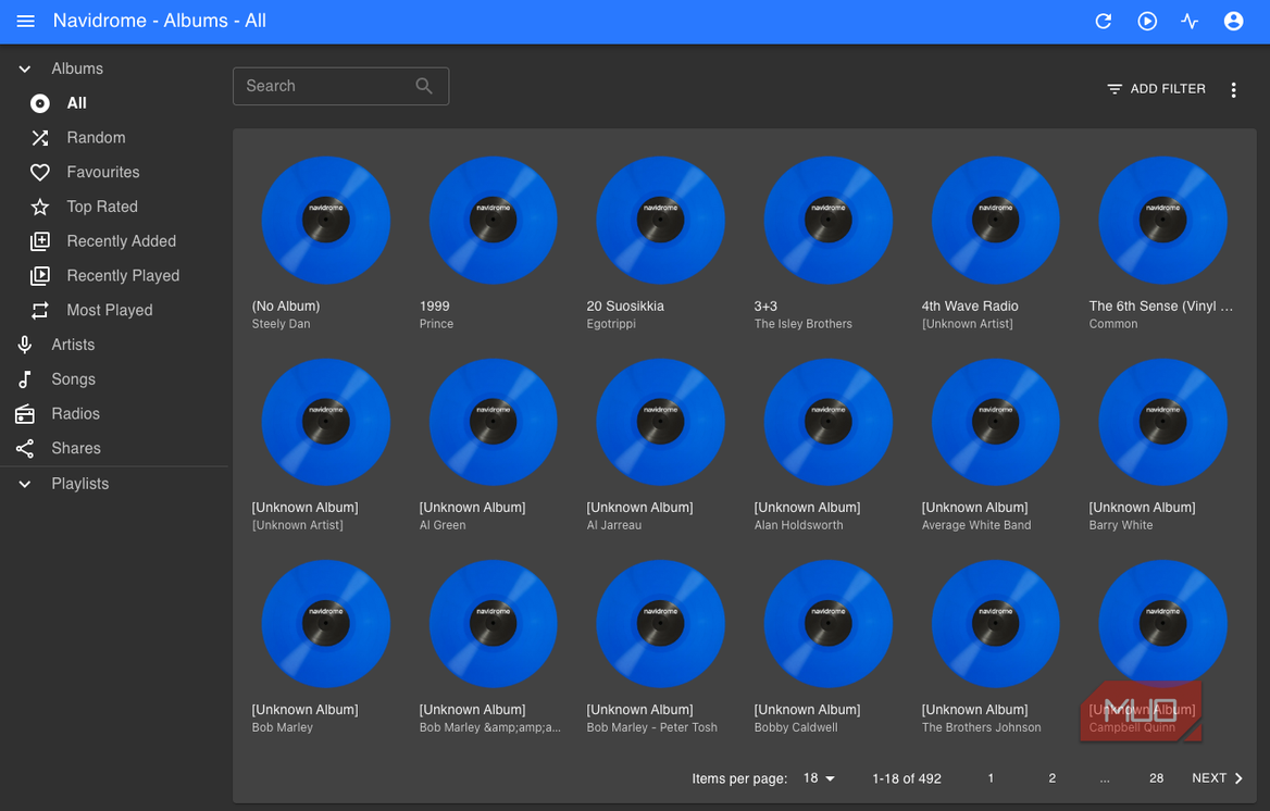 All albums displayed on Navidrome.