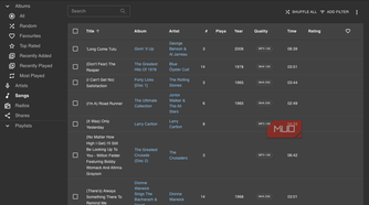 All songs displayed on Navidrome.