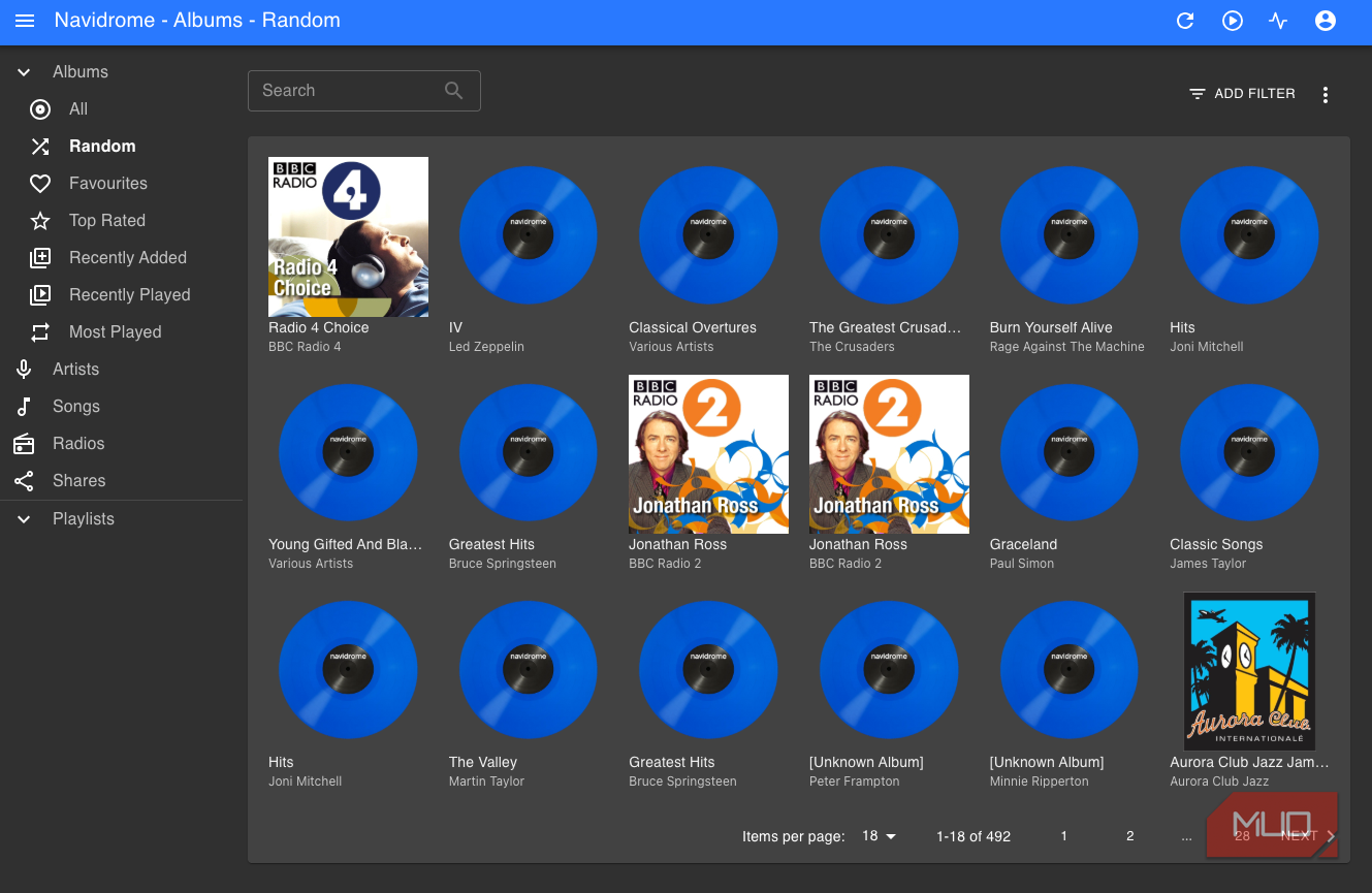 Random playlists displayed on Navidrome.
