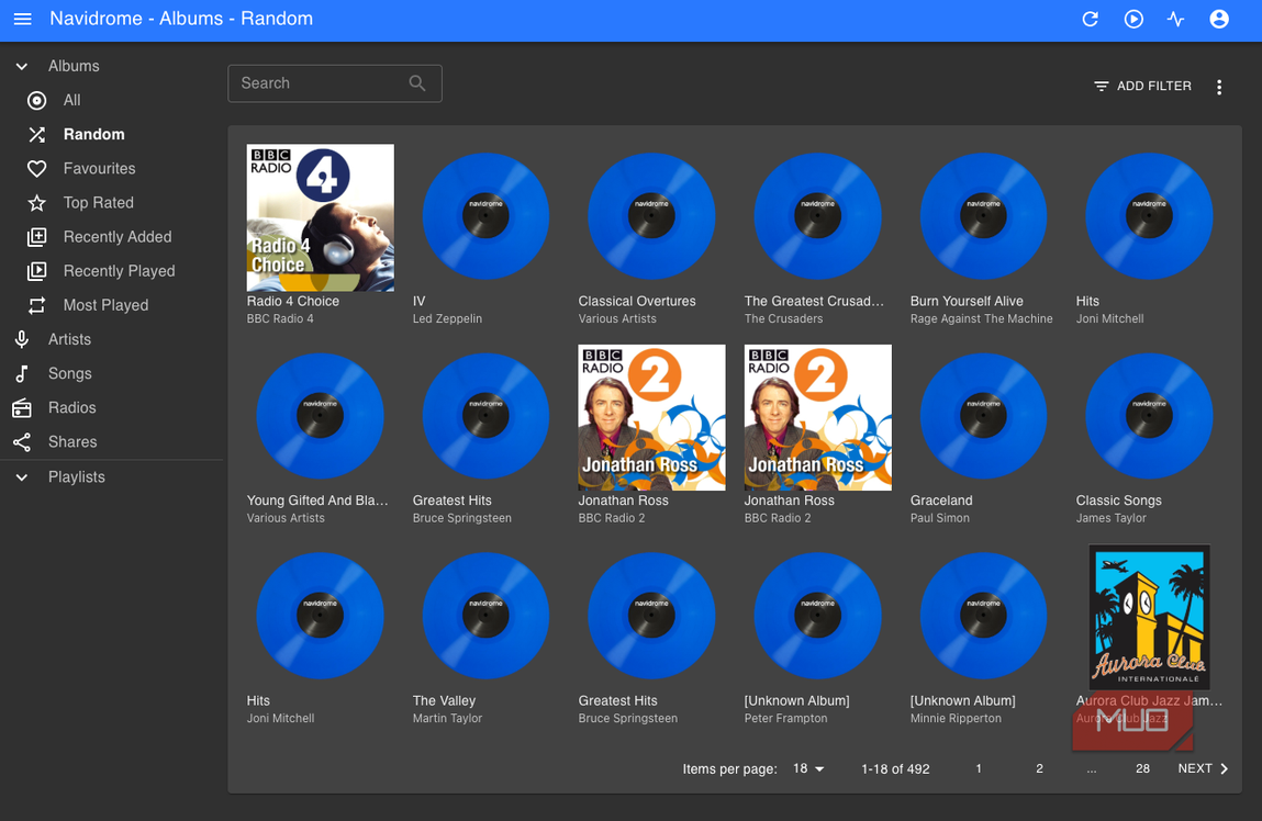 Random playlists displayed on Navidrome.