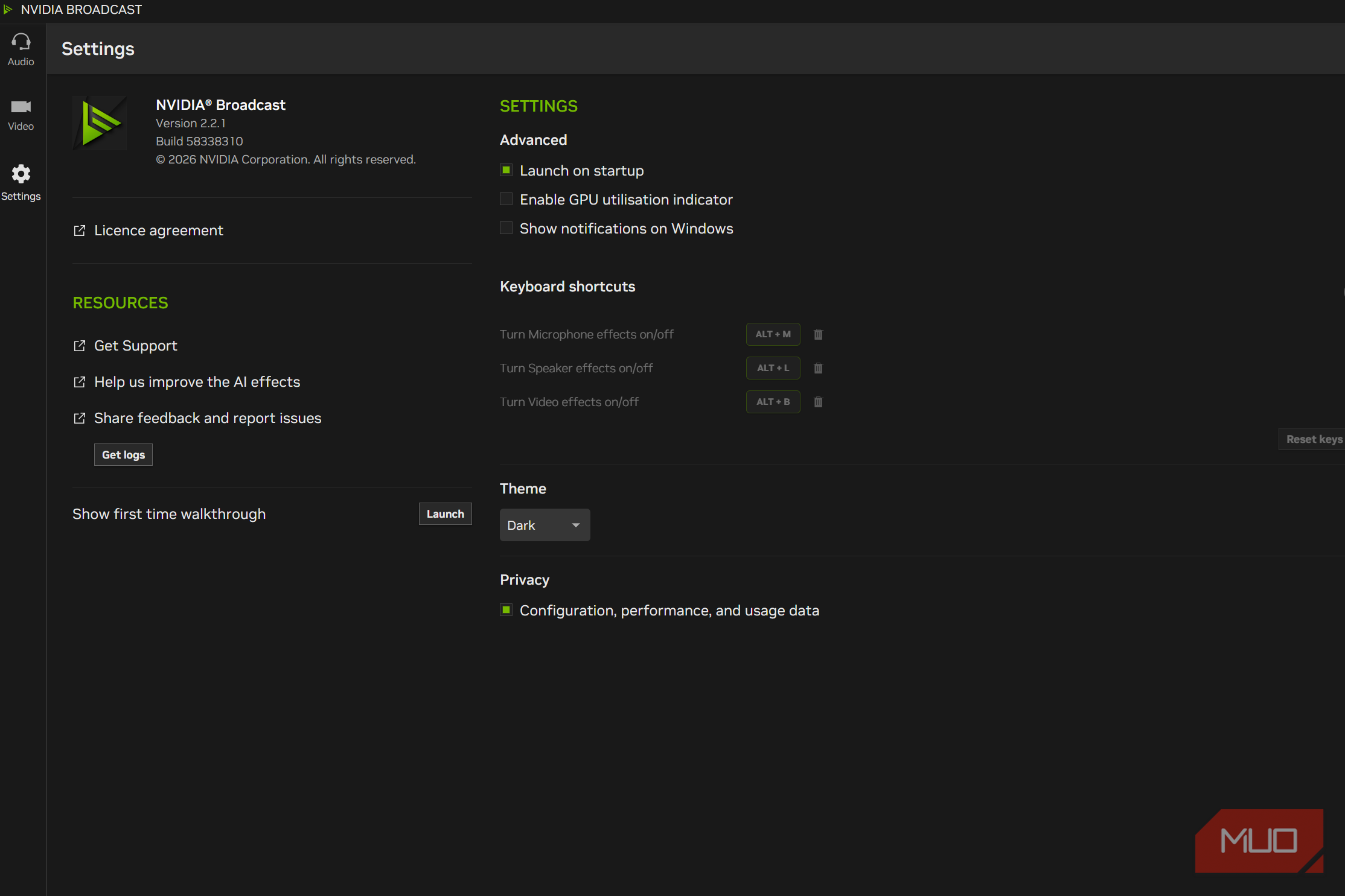 nvidia broadcast settings