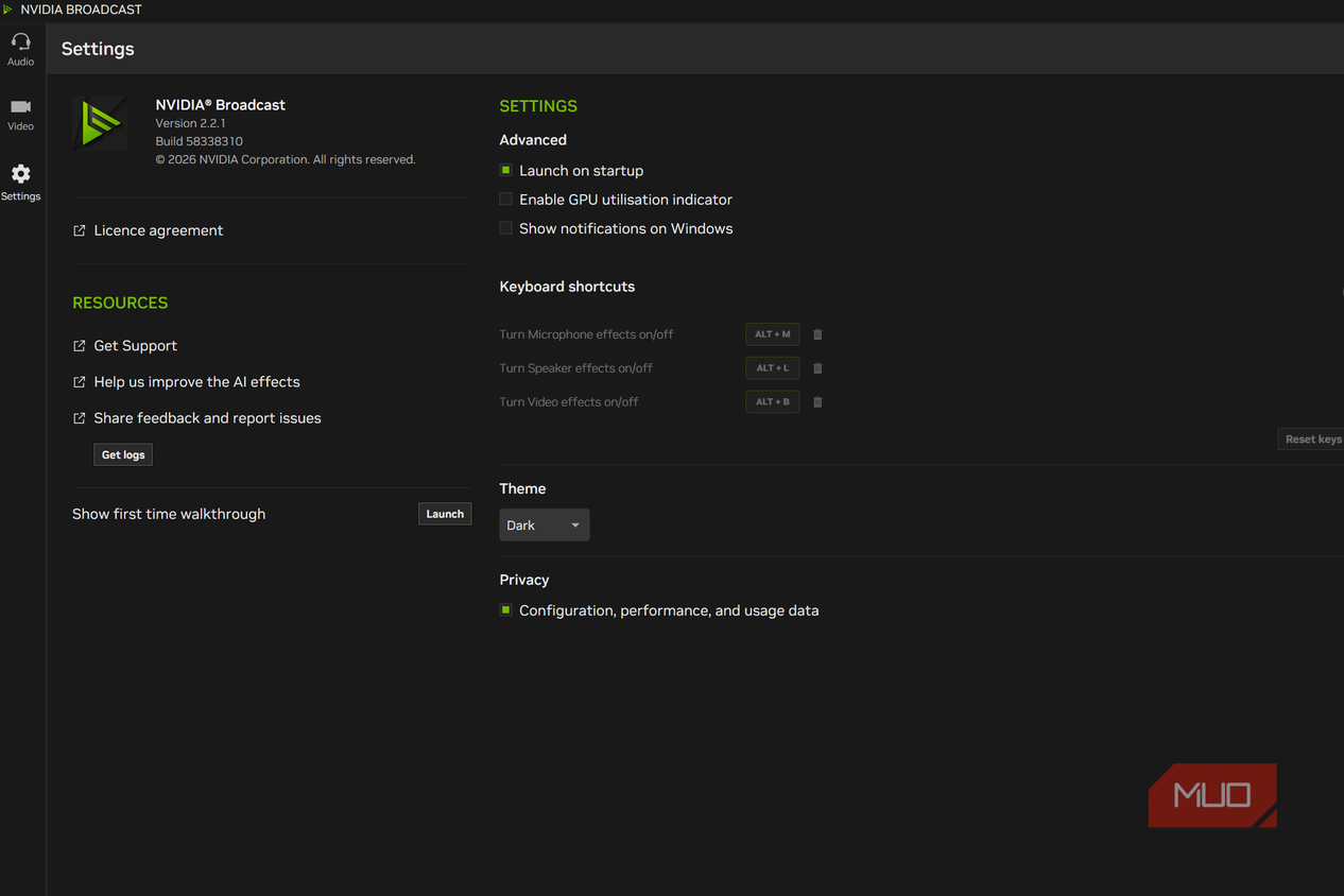nvidia broadcast settings