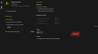 nvidia broadcast settings