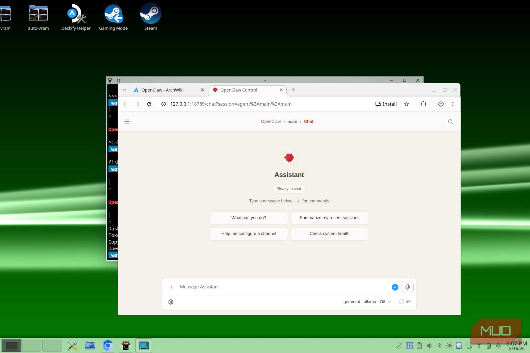 The OpenClaw web interface