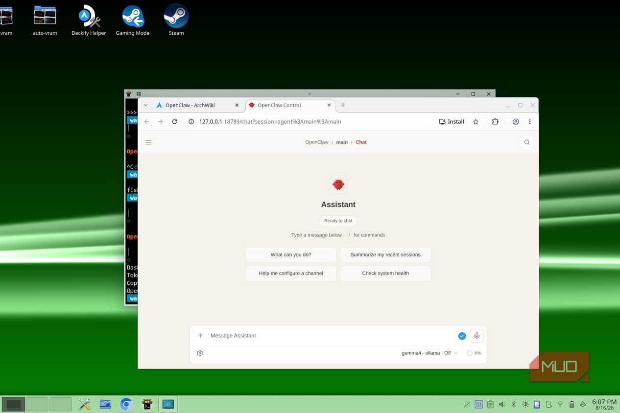 The OpenClaw web interface