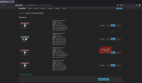 OpenWRT network interface list showing BR-LAN, WAN, WANb, and IoT