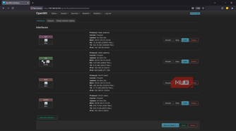 OpenWRT network interface list showing BR-LAN, WAN, WANb, and IoT
