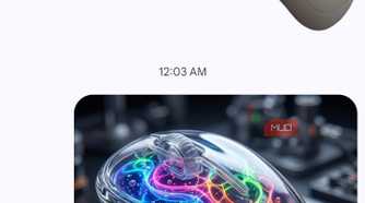 Original and AI-remixed Logitech mouse photo in Google Messages chat