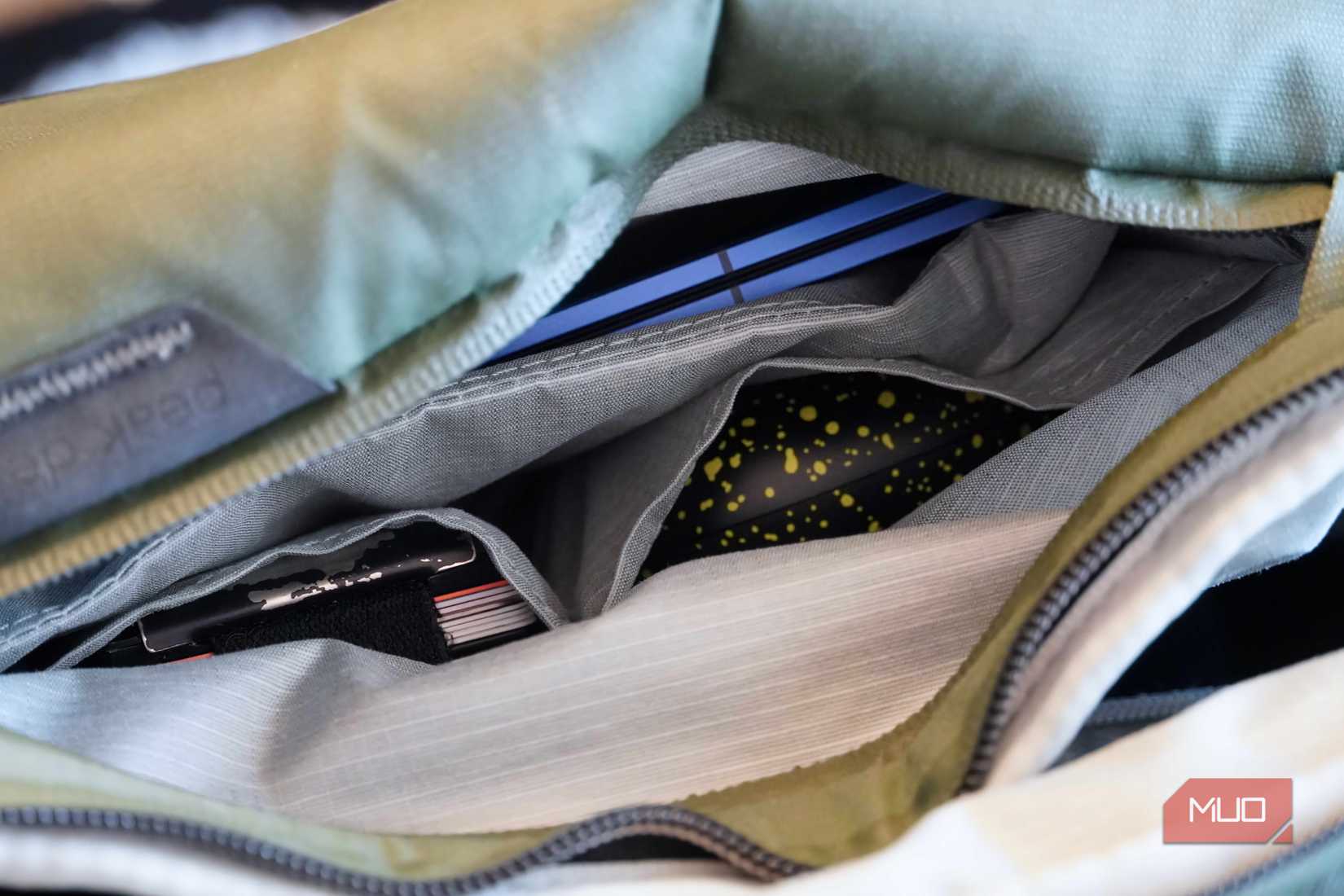 The front pocket of the Peak Design 16L daypack.