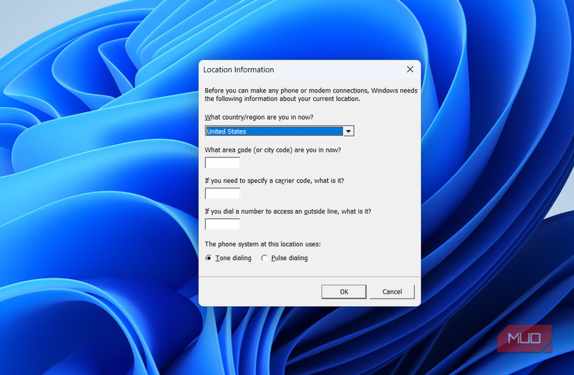 Phone and Modem dial up on Windows 11