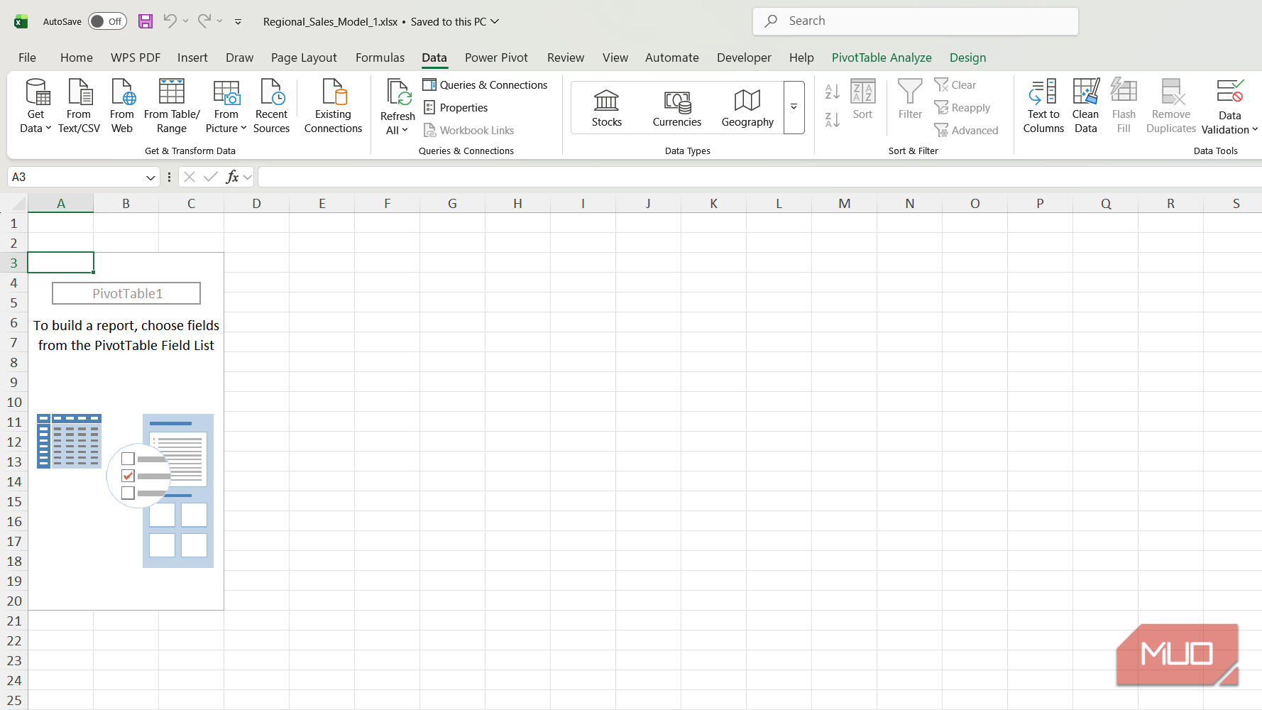 PivotTable 1 in Excel.