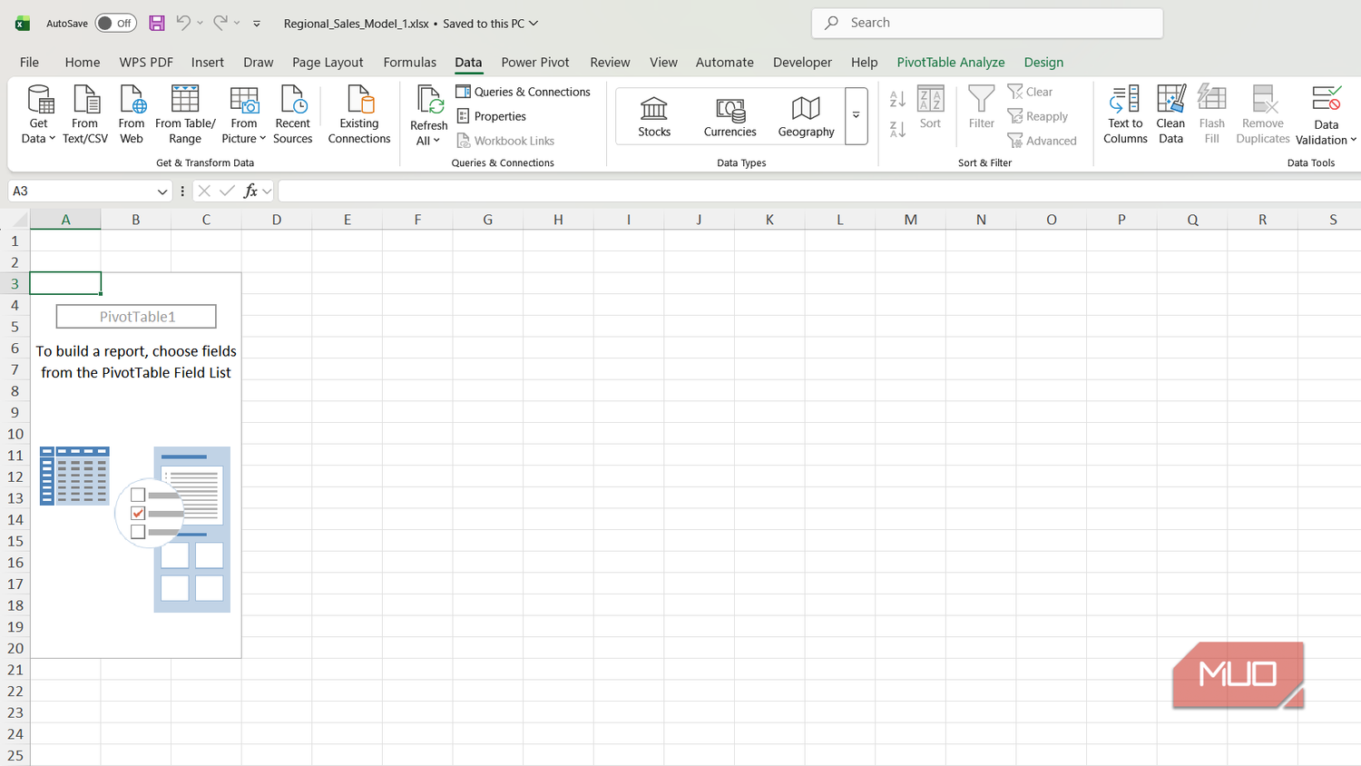 PivotTable 1 in Excel.