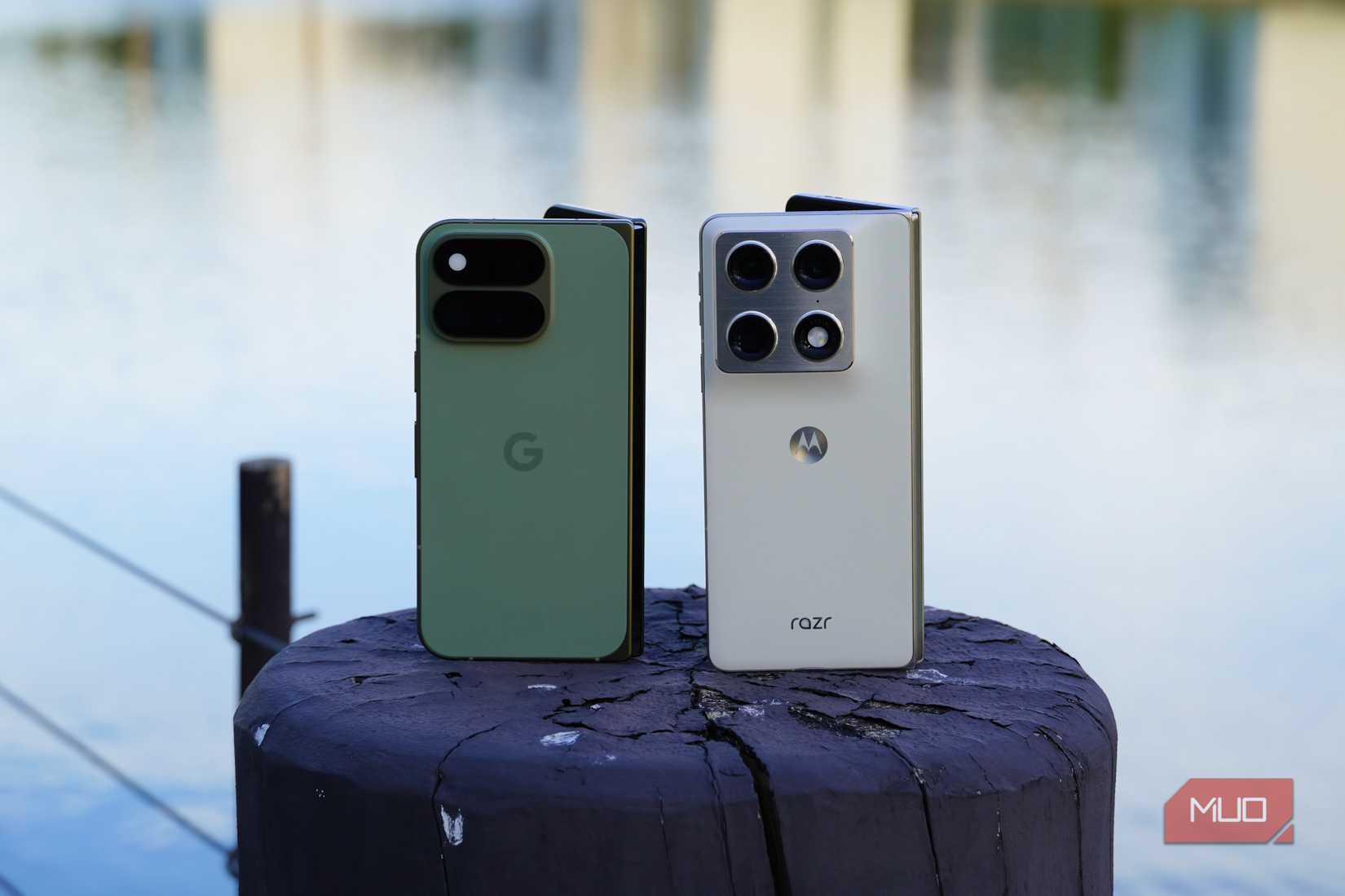 The Pixel 11 Pro Fold and Razr Fold next to each other.