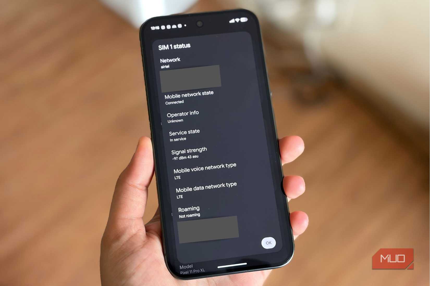 Pixel signal strength settings opened