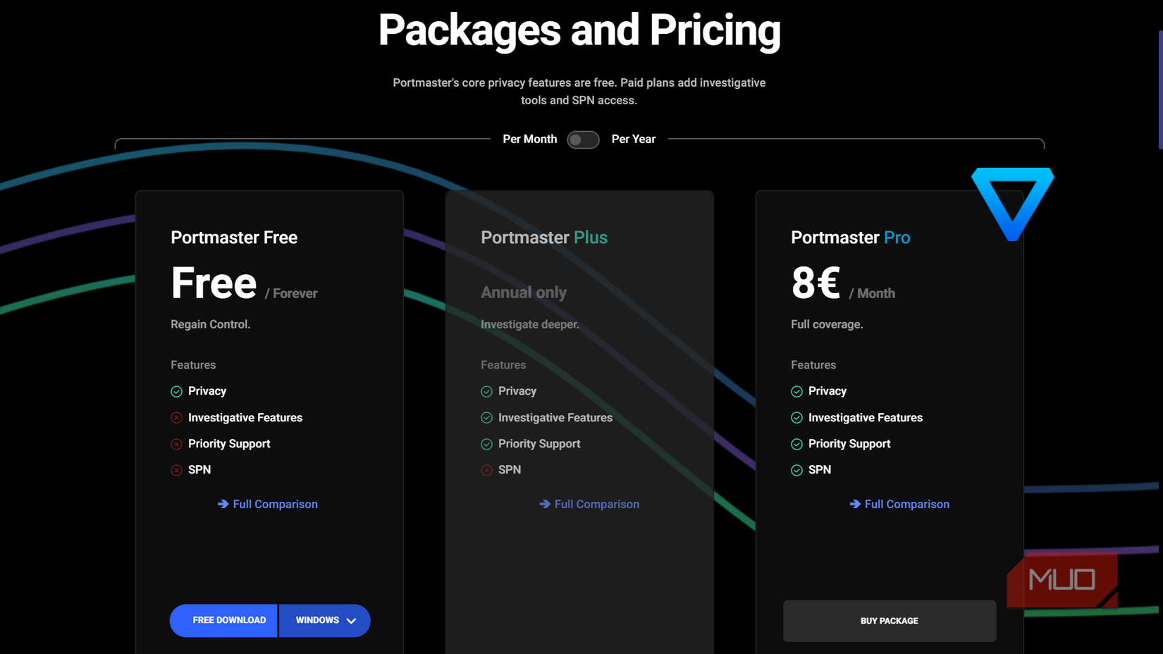 Portmaster pricing and subscription plans page