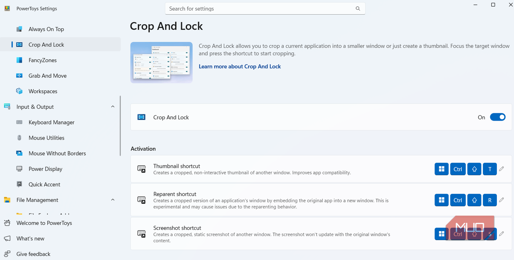 PowerToys Crop and Lock