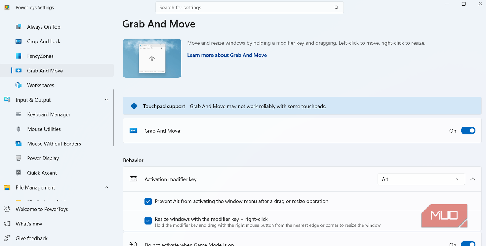 PowerToys Grab and Move