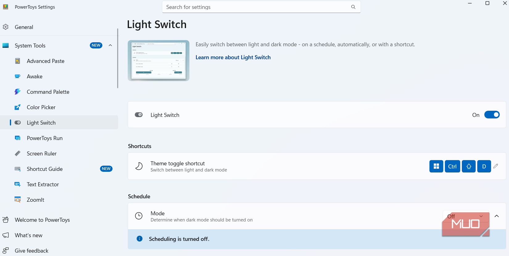 PowerToys Light Switch