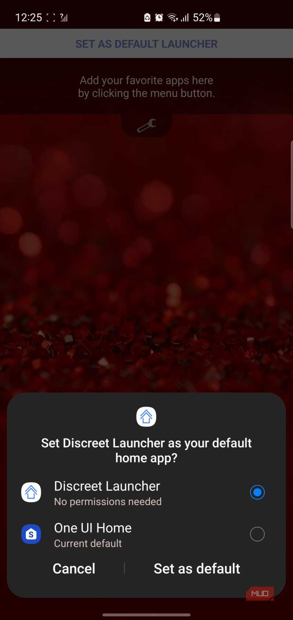 Prompt to set default launcher app on phone