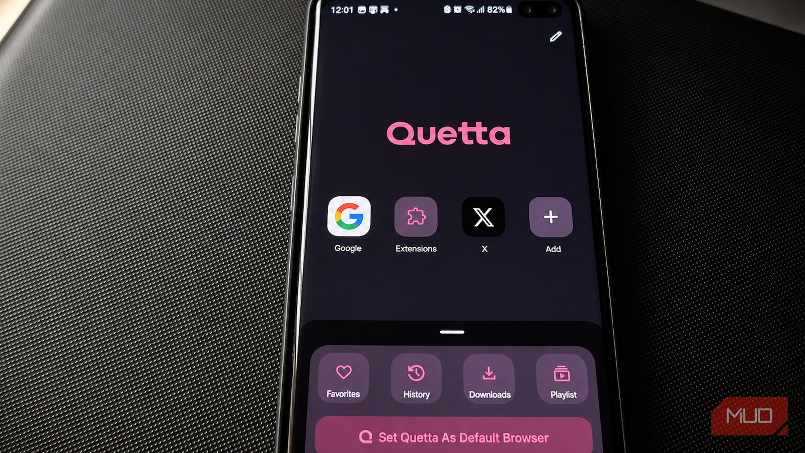 Quetta Browser на Android Домашний экран браузера Quetta на смартфоне