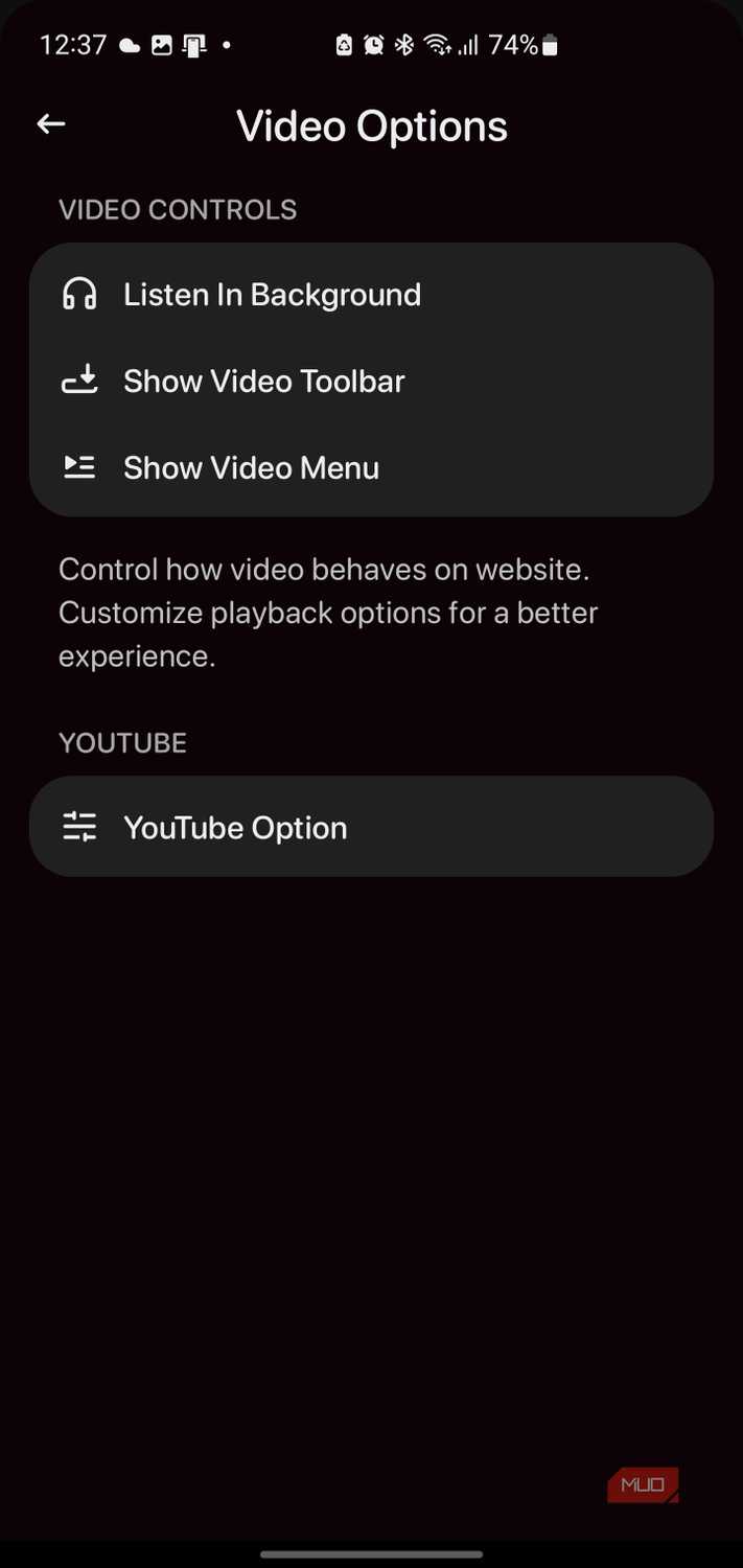 Quetta Browser — приватный браузер для Android с поддержкой расширений Chrome Quetta video options