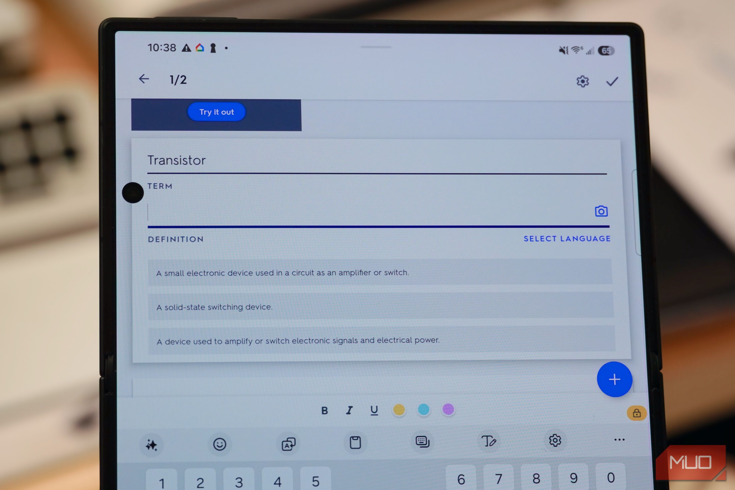 Autofill terms with Quizlet.