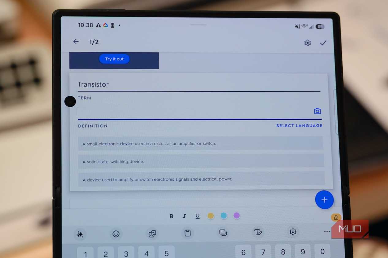 Autofill terms with Quizlet.