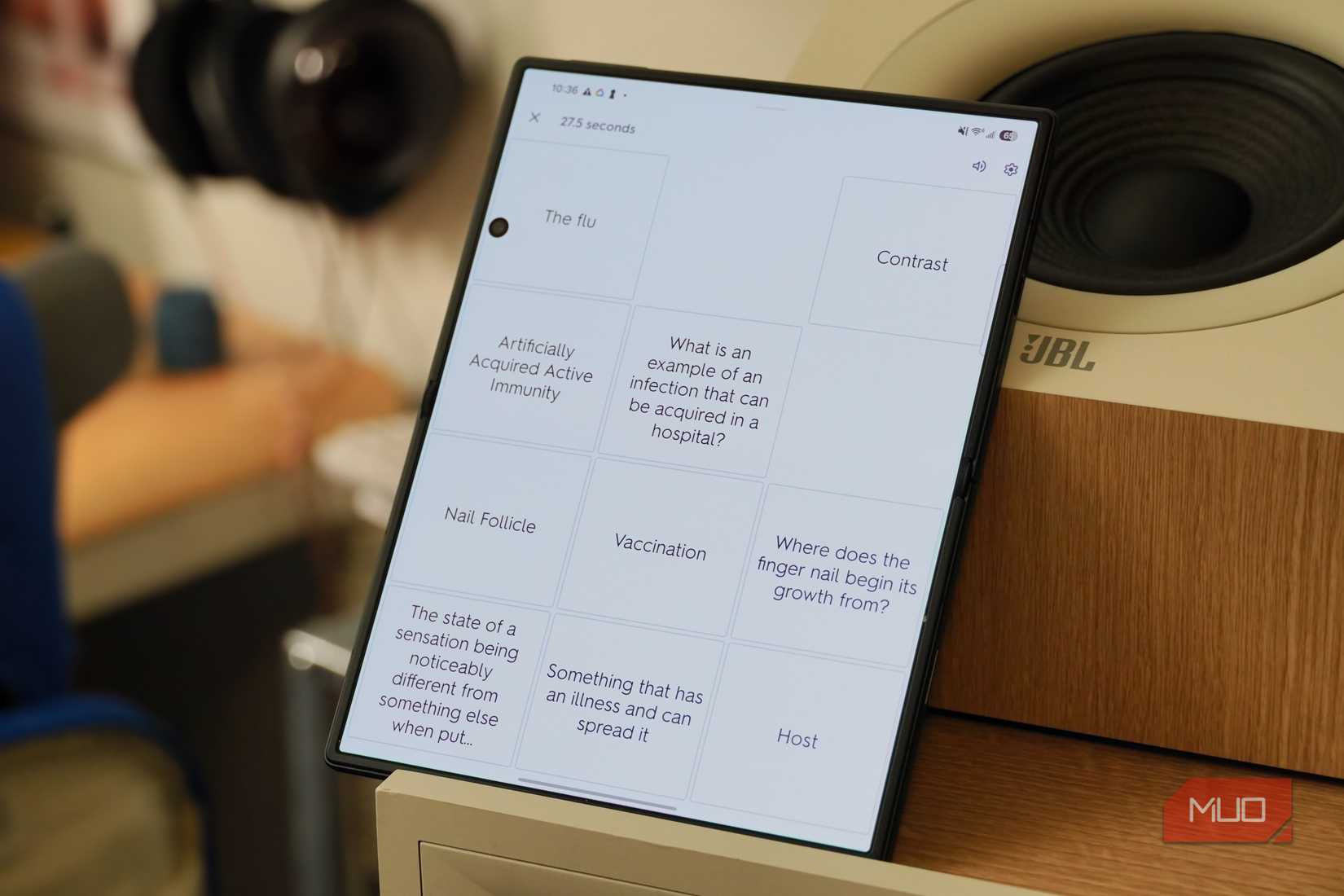 A matching game on Quizlet.