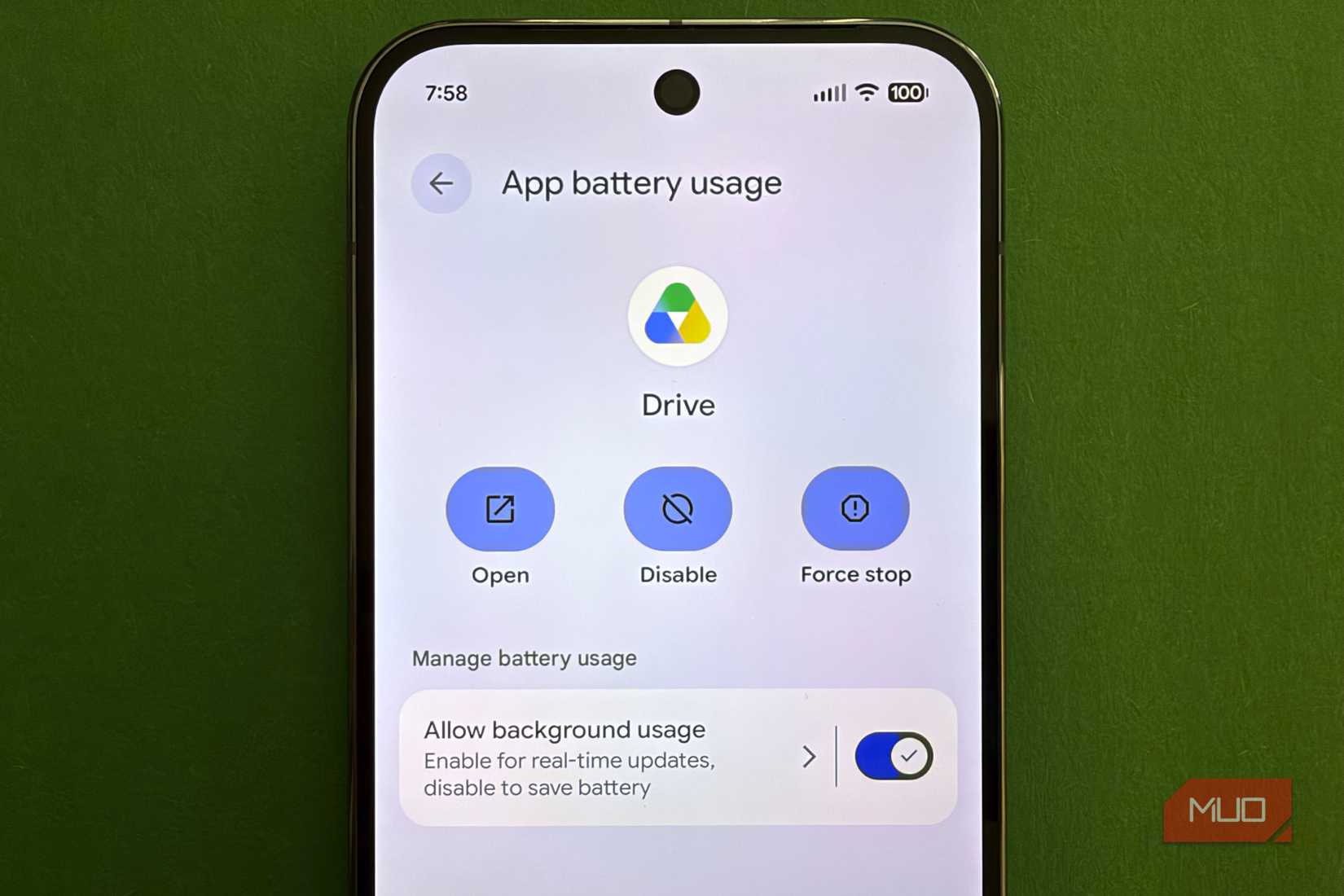 app battery usage google drive