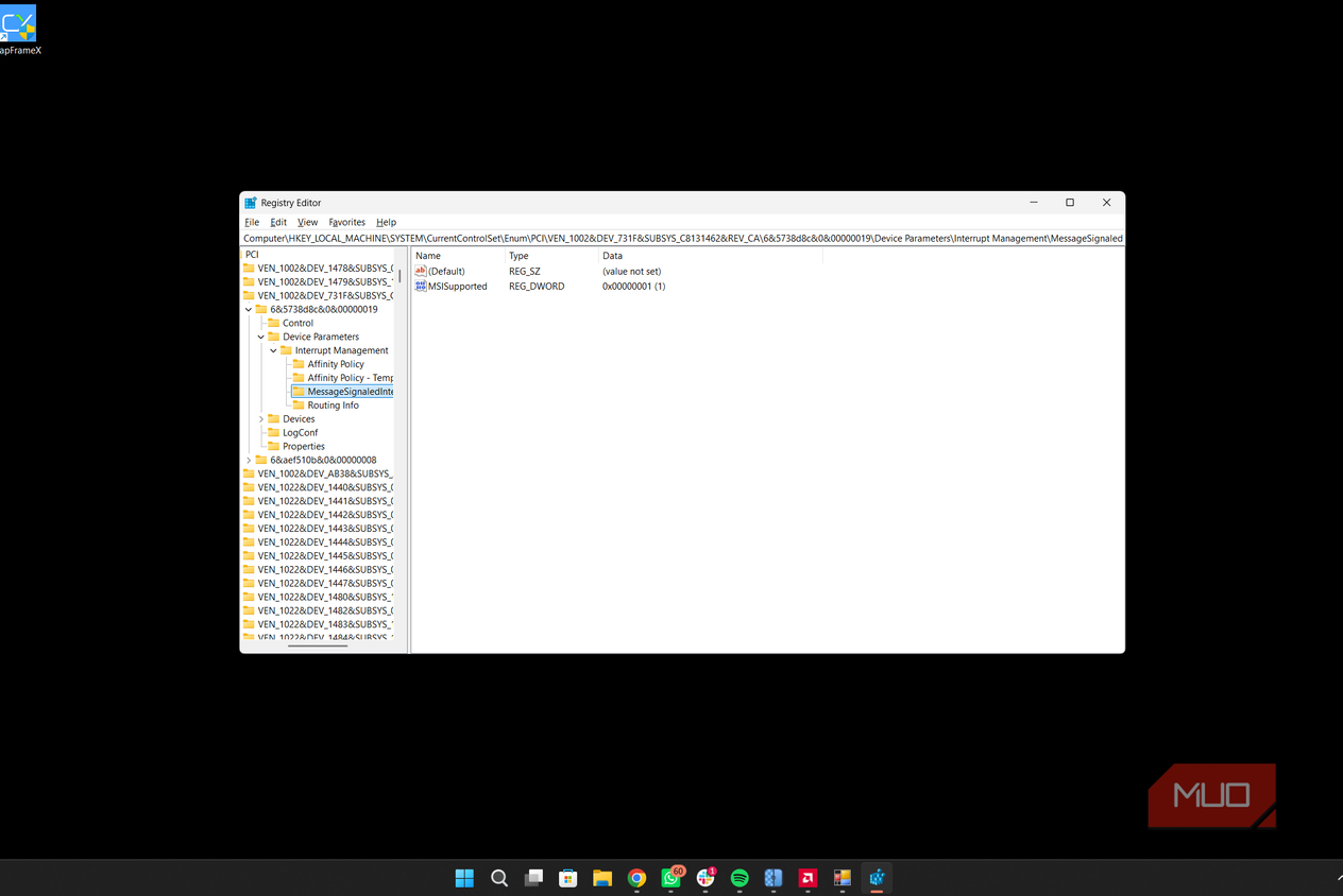 Registry Editor MSI Mode