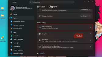 Related settings section in Windows display setting