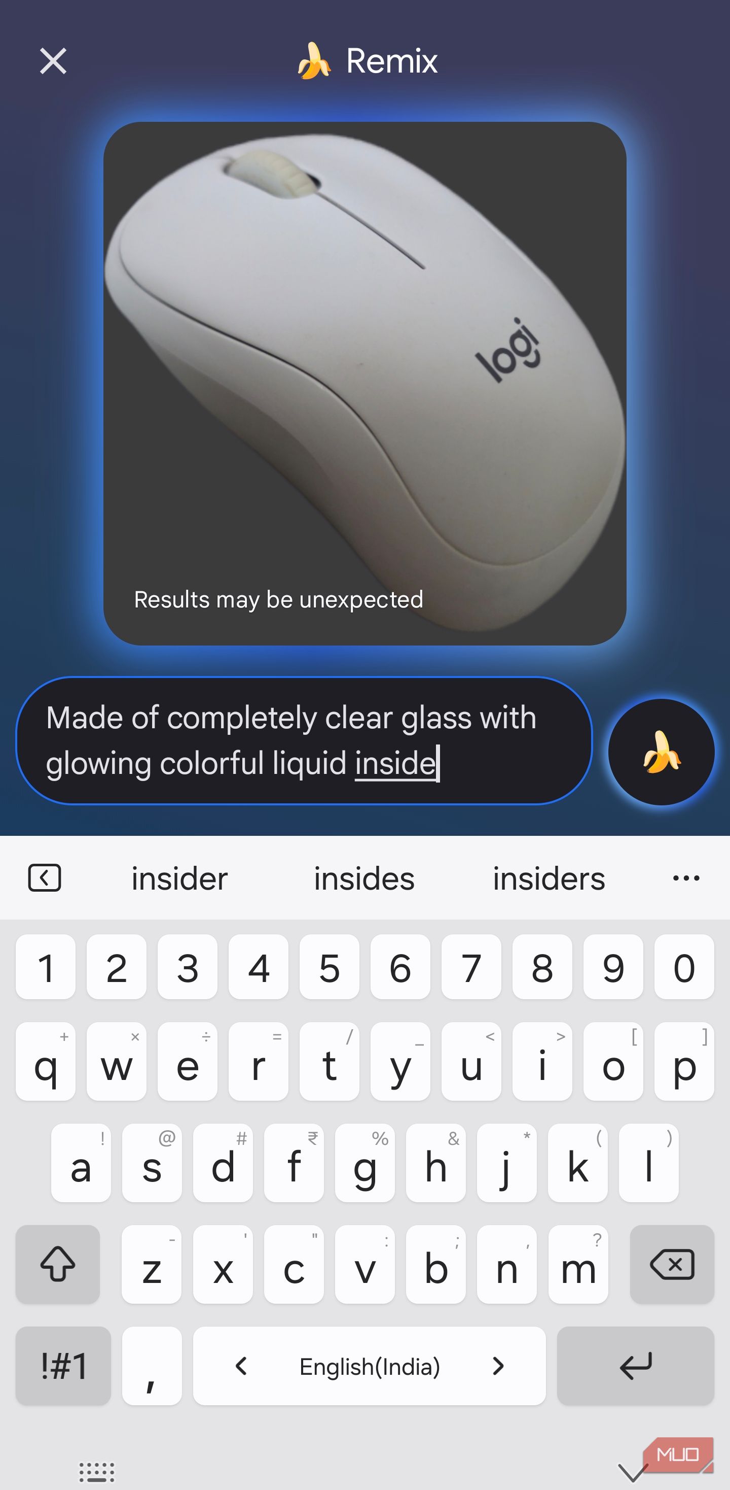 Remix editor in Google Messages with a user-typed prompt