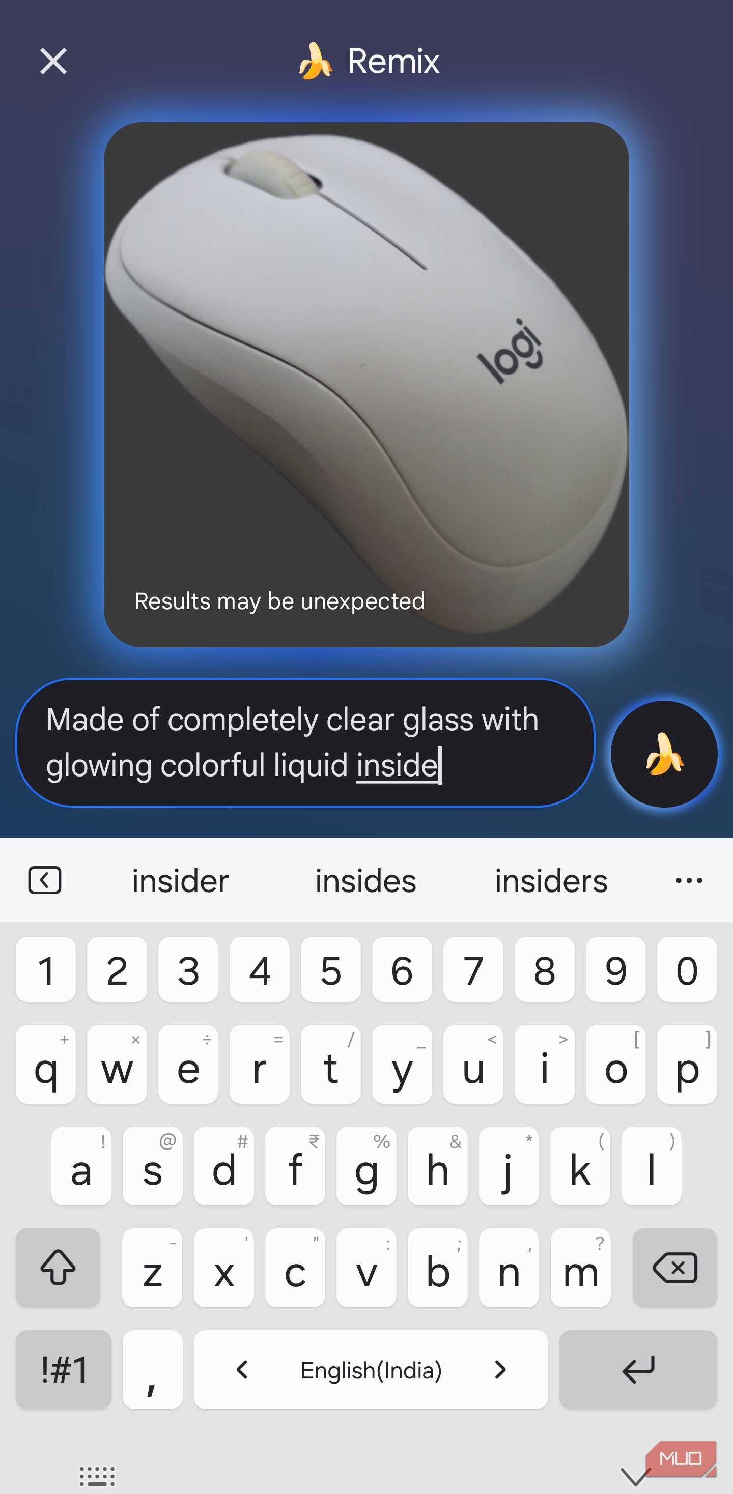 Remix editor in Google Messages with a user-typed prompt