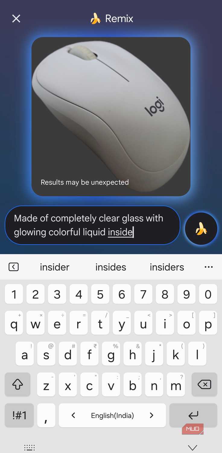 Remix editor in Google Messages with a user-typed prompt