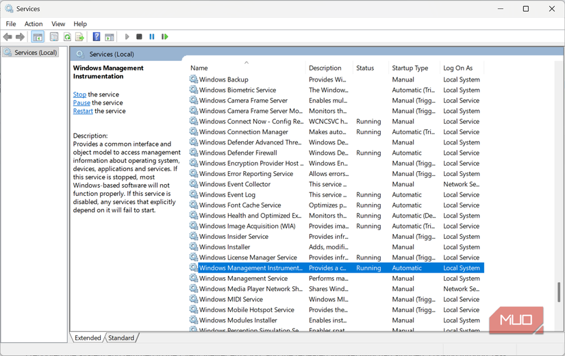 Restaring WIndows Management Instrument